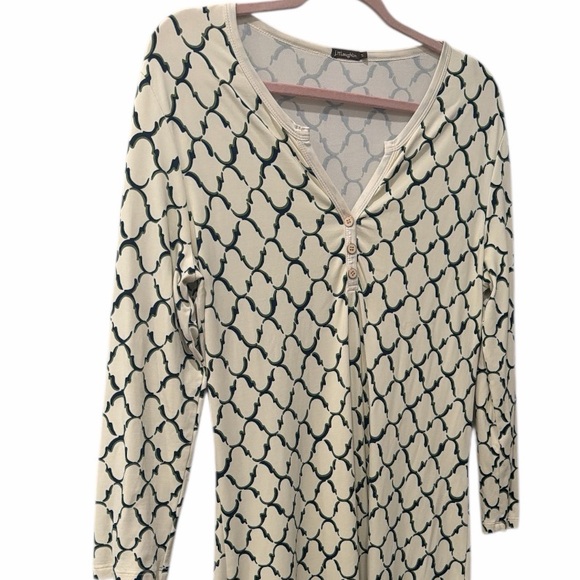 J. McLaughlin Black Green Ivory Geometric Print Stretch Dress size small - Picture 2 of 8